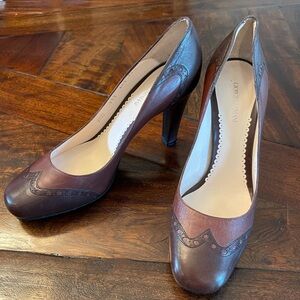 Georgio Armani Designer Vintage Brown Leather Pumps Heels Size 39.5